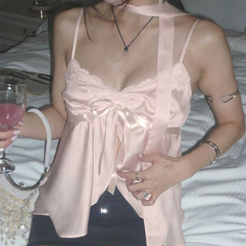 Coquette Pink Satin Tank Top - Image 9
