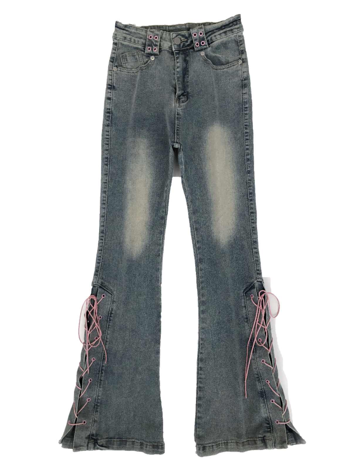 Coquette Pink Straps Flare Jeans - Image 5