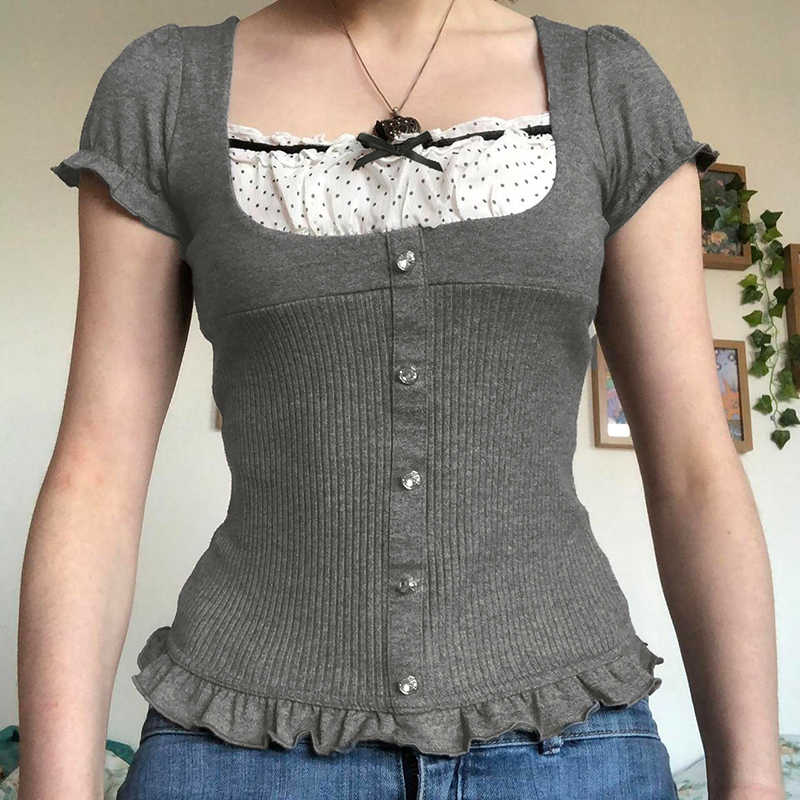 Coquette Polka-dot Bow Gray Shirt - Image 2
