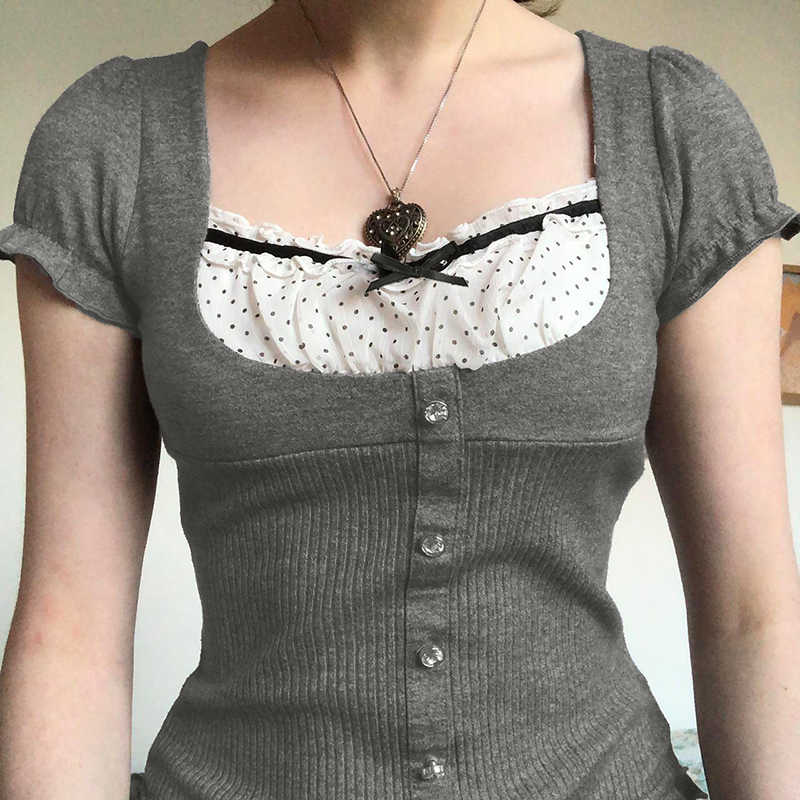 Coquette Polka-dot Bow Gray Shirt - Image 3