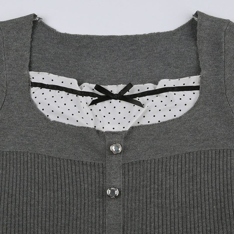 Coquette Polka-dot Bow Gray Shirt - Image 5