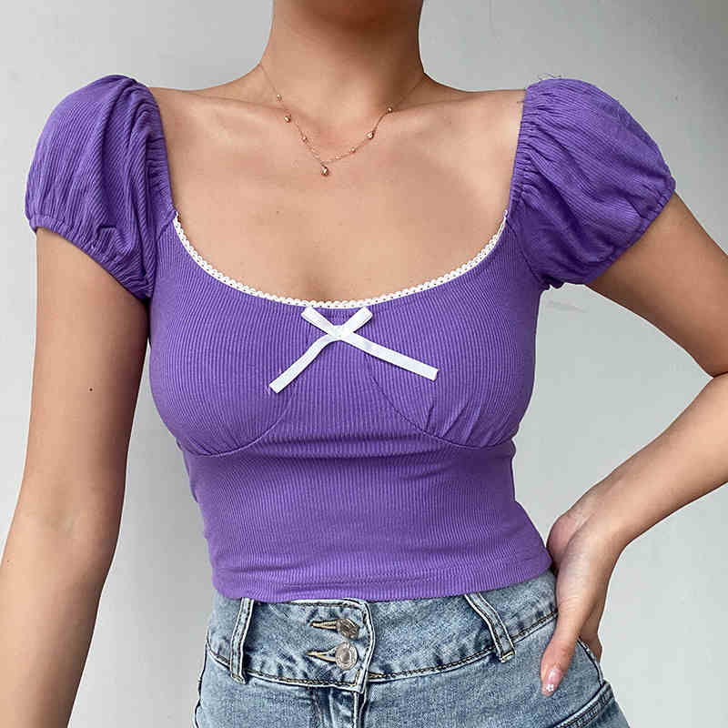 Coquette Puff Sleeve Bow Crop Top - Image 5