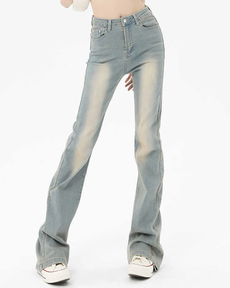 Coquette Retro Cream Slim Flare Jeans - Image 2