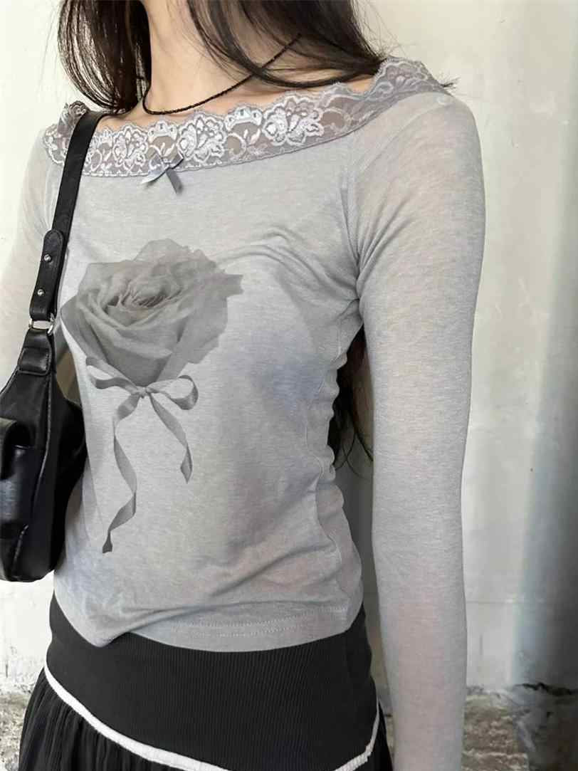 Coquette Rose Lace Long-sleeved Top - Image 3
