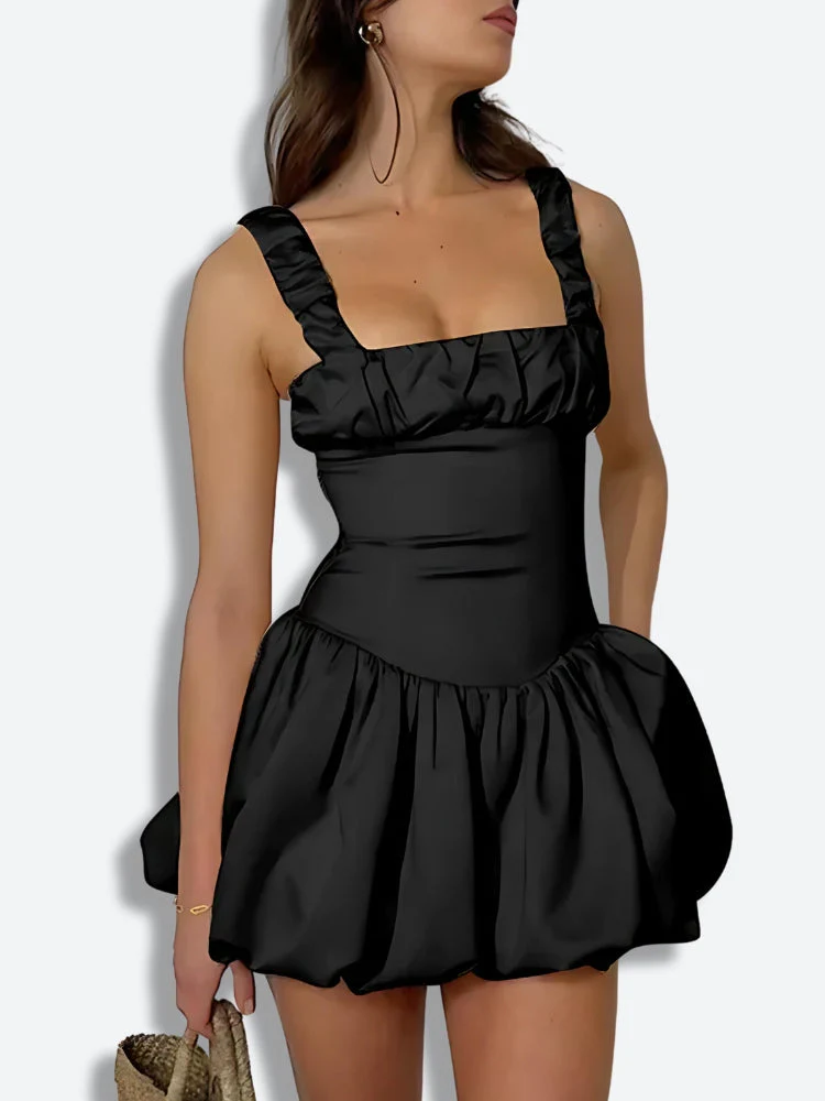 Coquette Ruched Bubble Skirt Mini Dress - Image 6