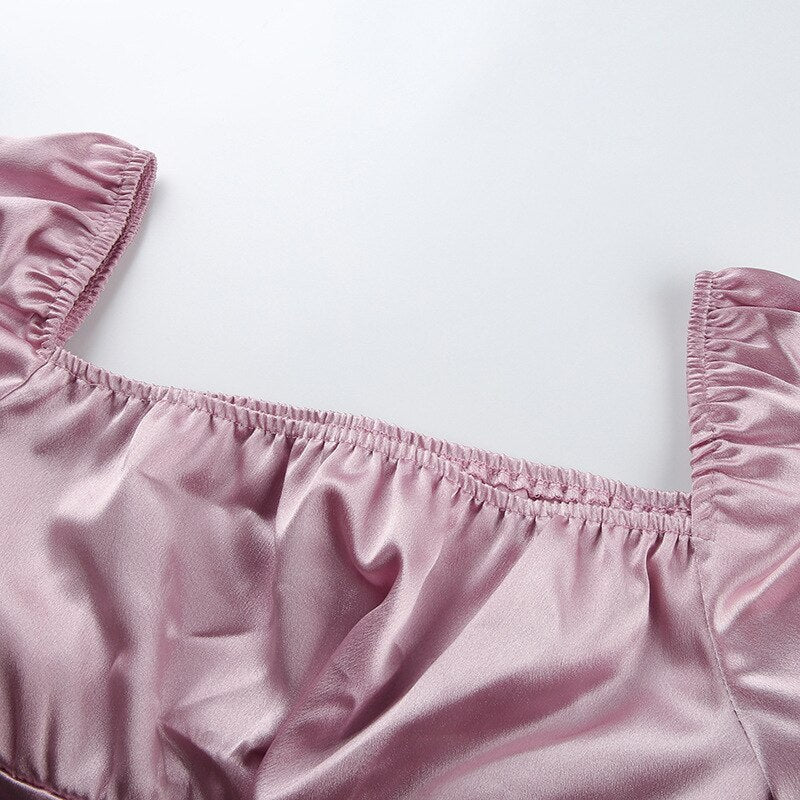 Coquette Satin Lace Up Crop Top - Image 6