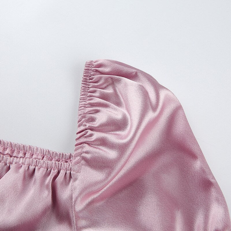 Coquette Satin Lace Up Crop Top - Image 7