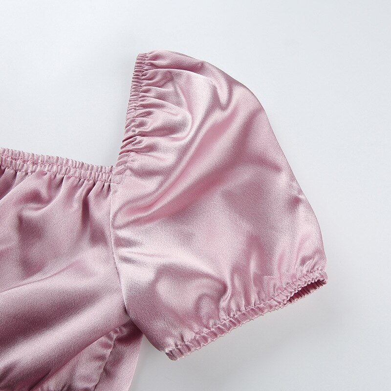 Coquette Satin Lace Up Crop Top - Image 8