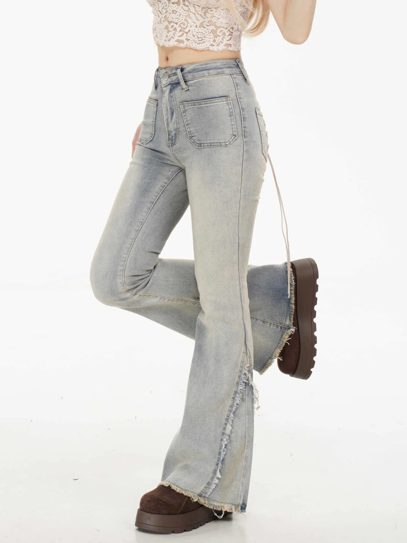 Coquette Washed Blue Flare Jeans - Image 4