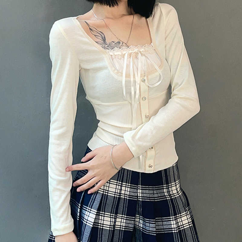 Coquette White Lace Long-sleeved Top - Image 2
