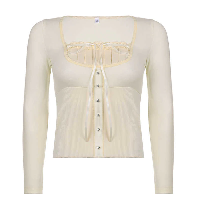 Coquette White Lace Long-sleeved Top - Image 4