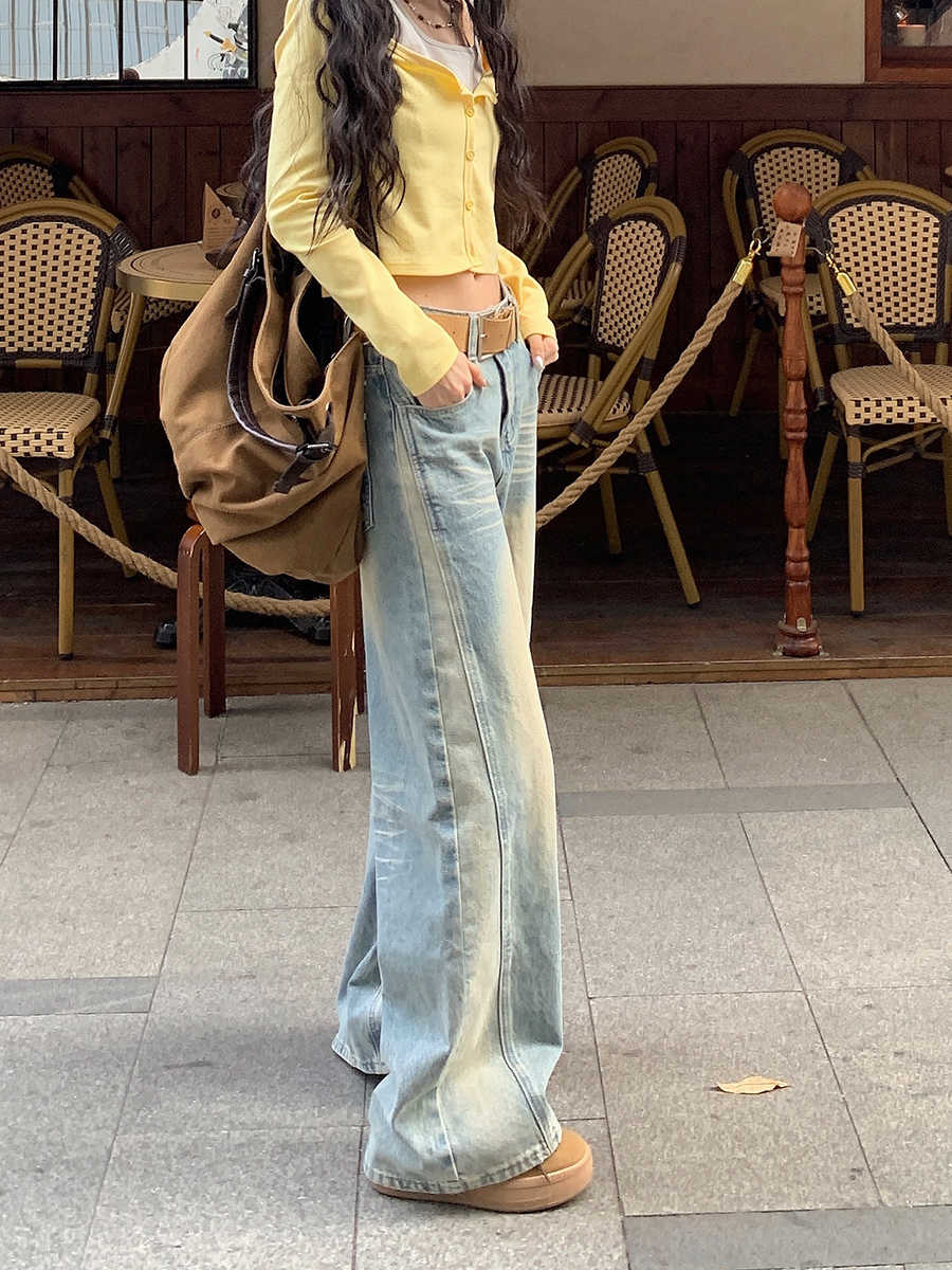 Coquette Yellowed Washed Blue Baggy Jeans - Image 3