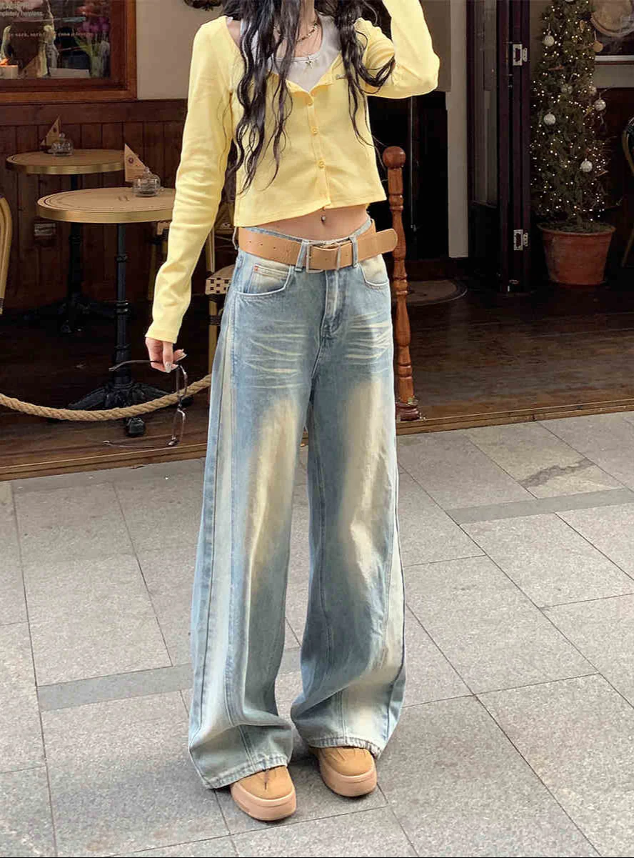 Coquette Yellowed Washed Blue Baggy Jeans - Image 5