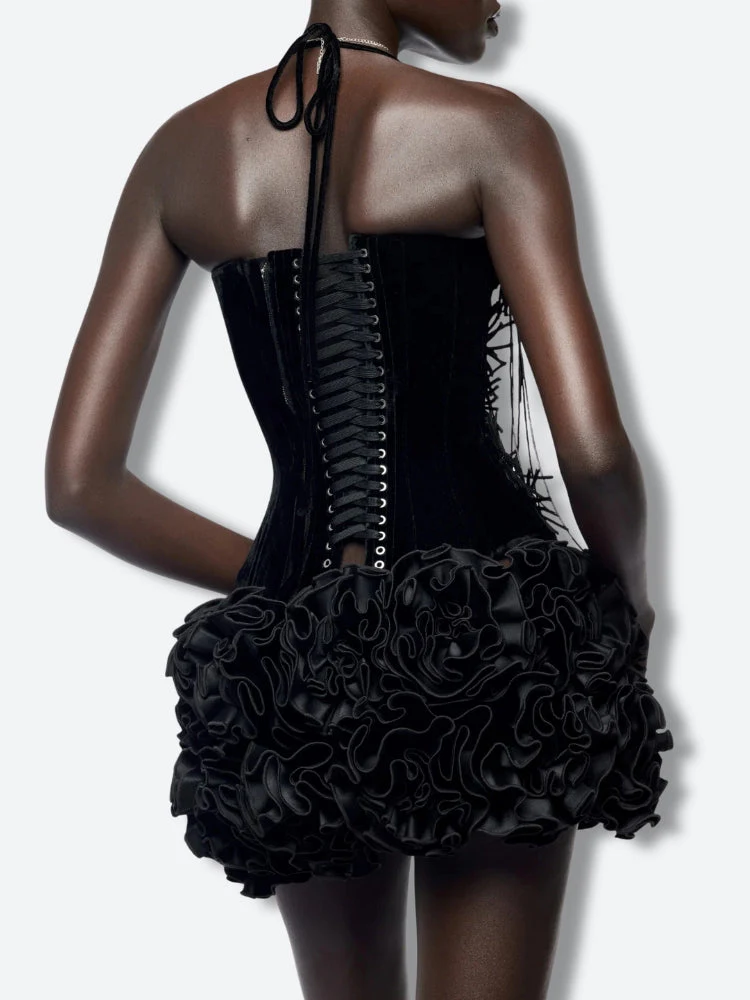 Corset Top & Ruffled Mini Skirt Two Piece Set - Image 2