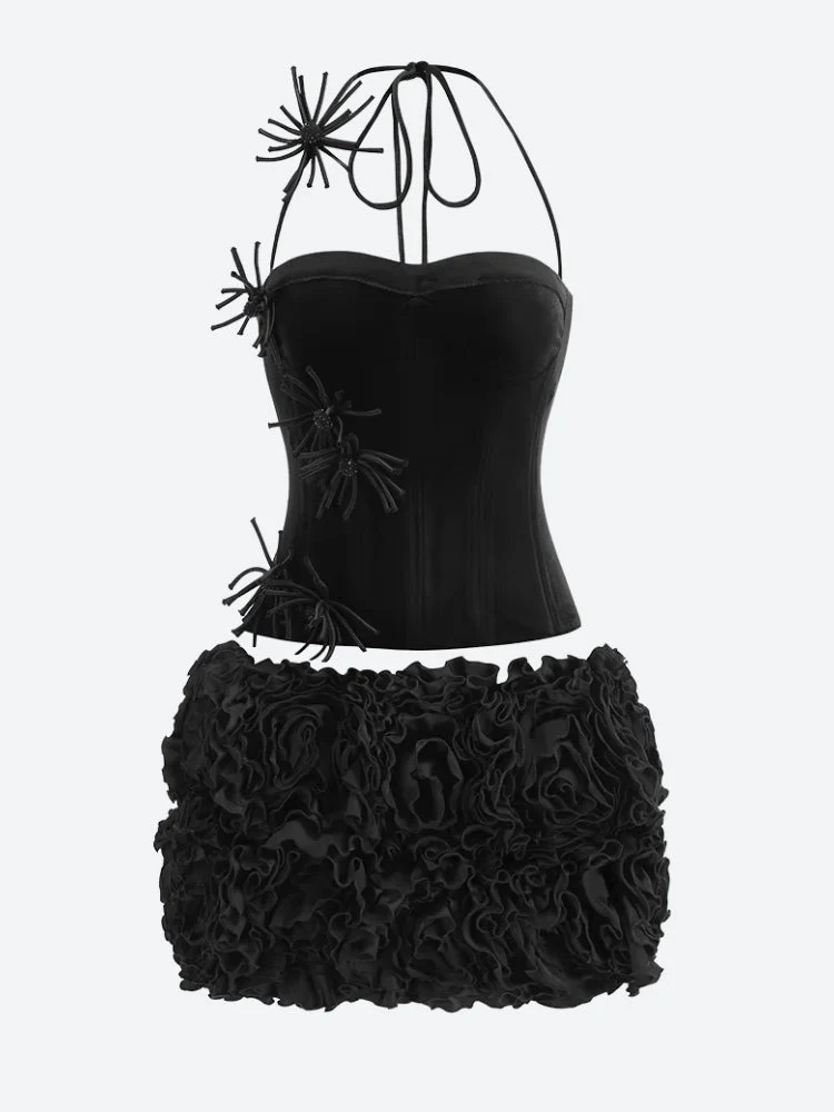Corset Top & Ruffled Mini Skirt Two Piece Set - Image 3