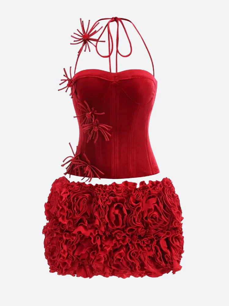 Corset Top & Ruffled Mini Skirt Two Piece Set - Image 8