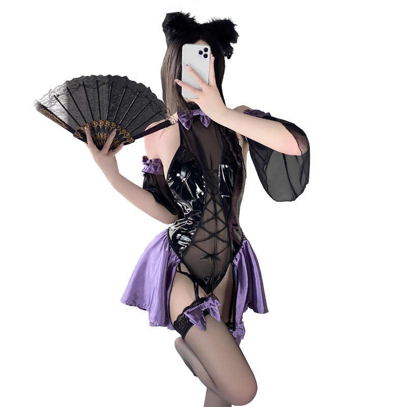 Cosplay Leather Mesh Bathrobe Uniform - Image 4