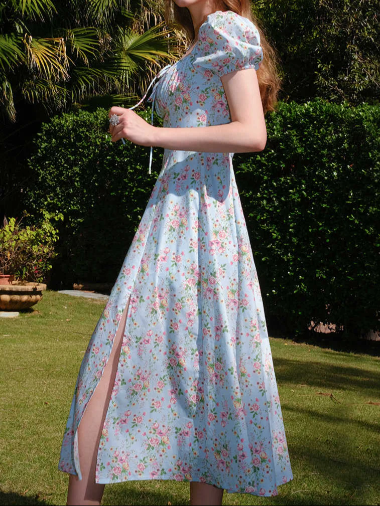 Cottage Floral Puff-sleeved Dress - Image 3