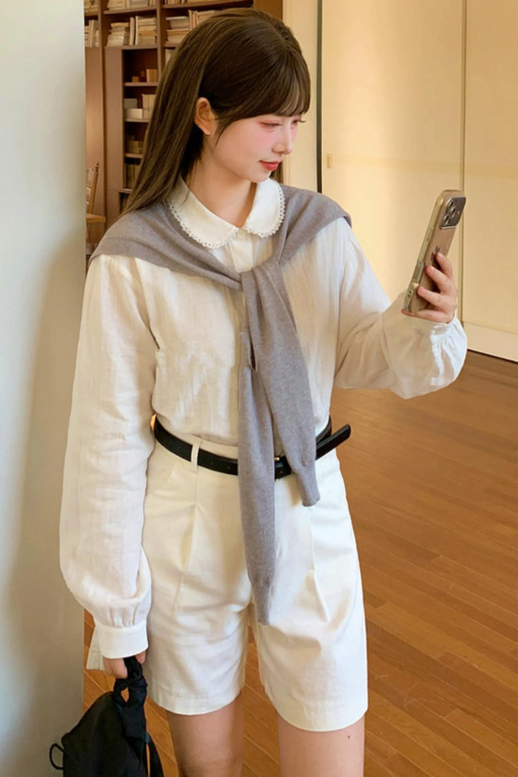 Cotton Dull Color Blouse - Image 11