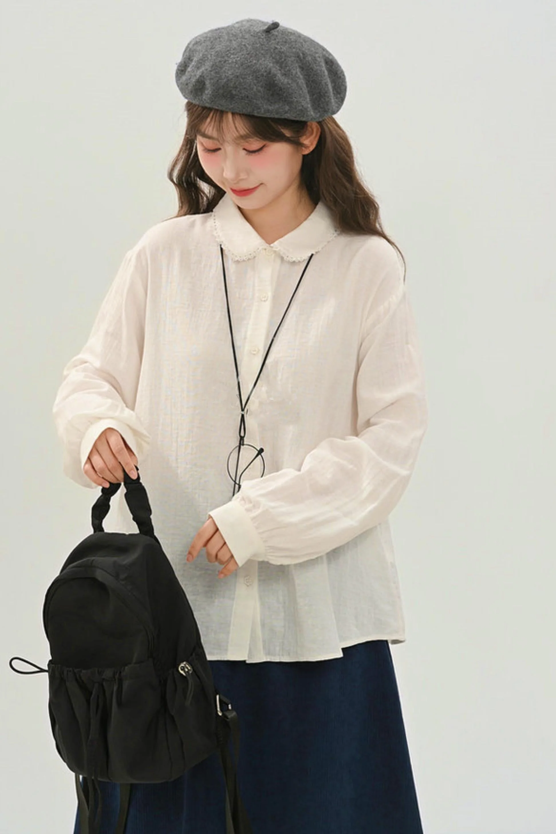 Cotton Dull Color Blouse - Image 12