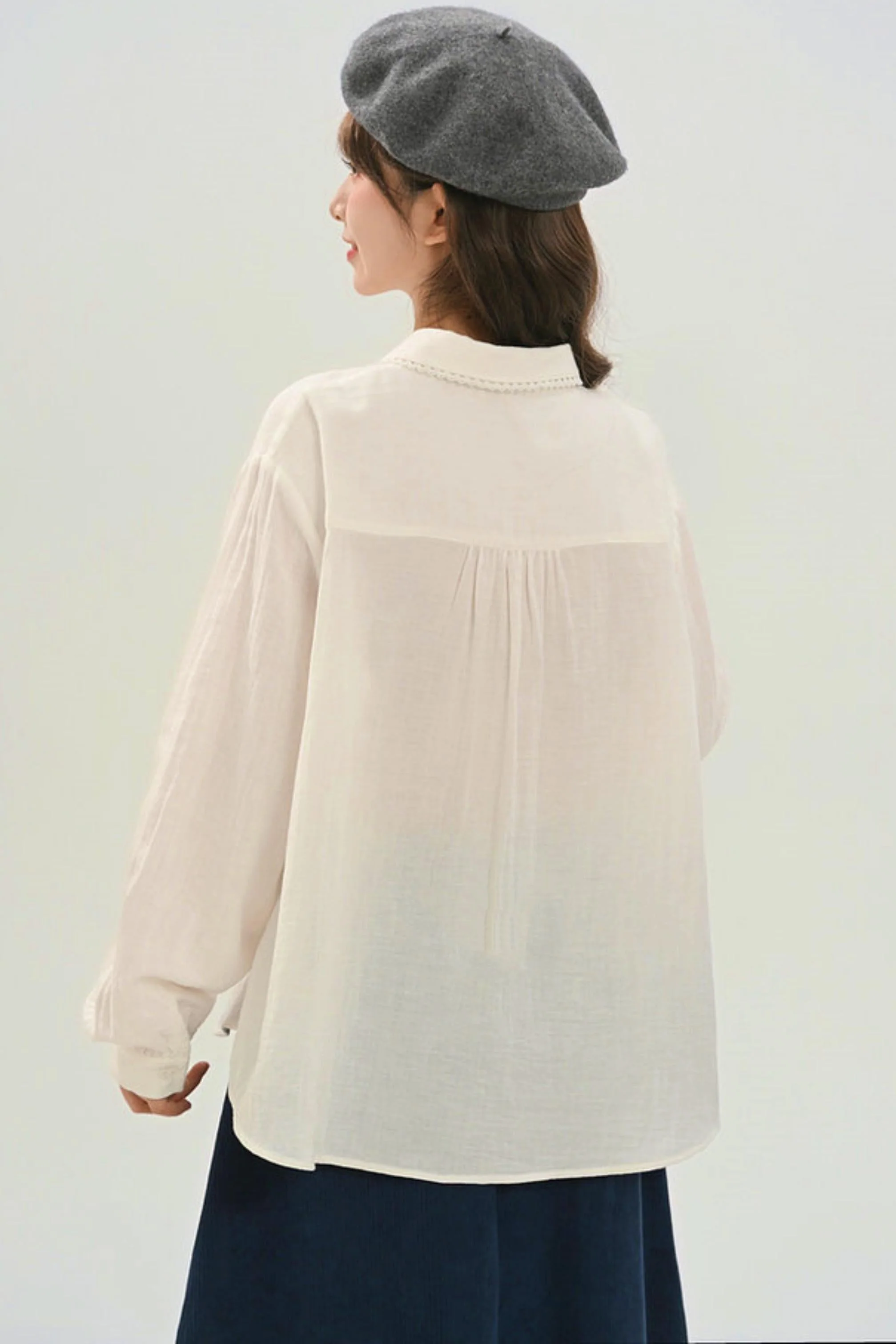 Cotton Dull Color Blouse - Image 13