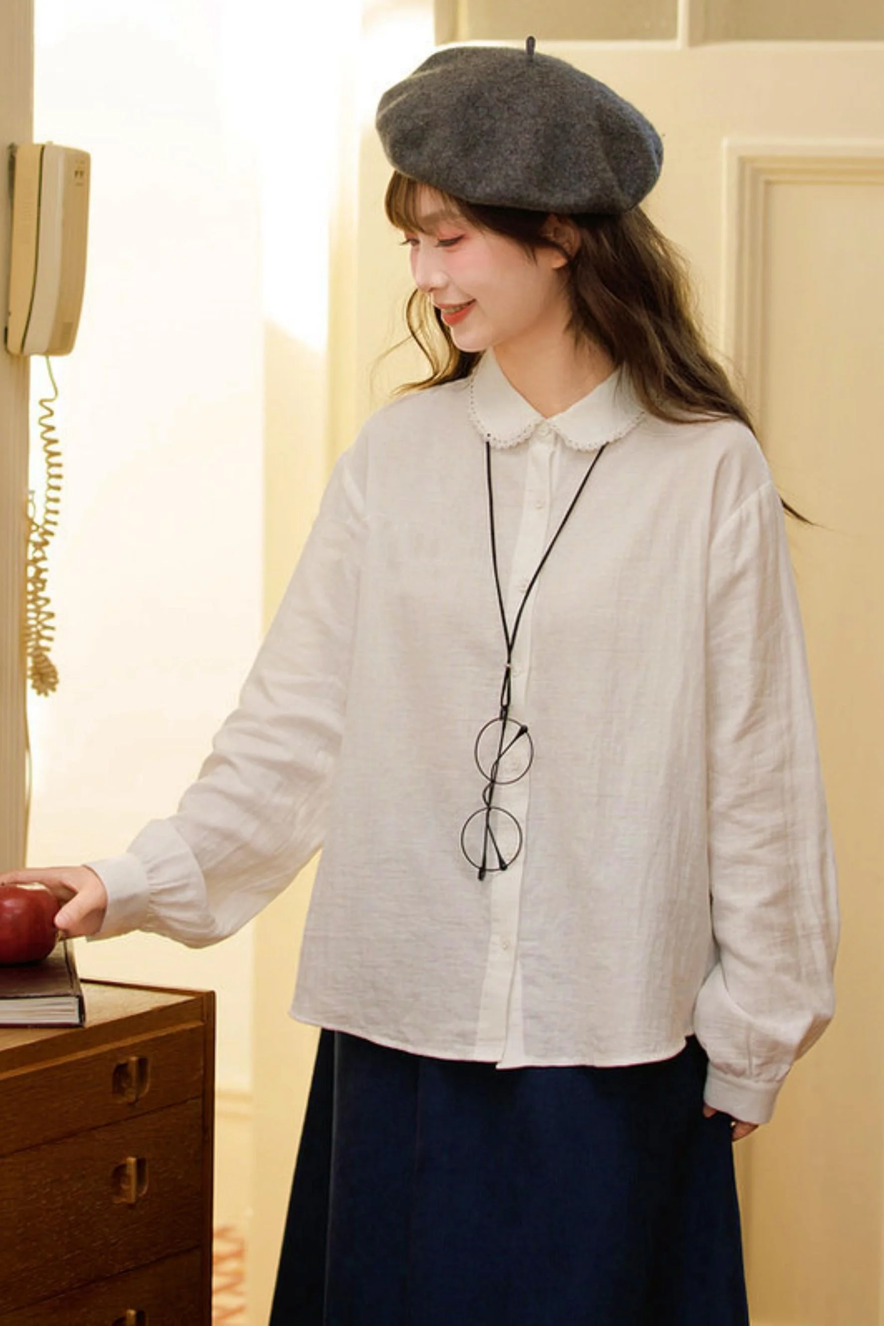 Cotton Dull Color Blouse - Image 2
