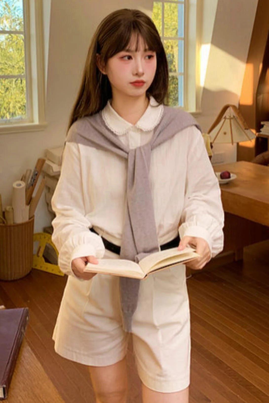 Cotton Dull Color Blouse - Image 7