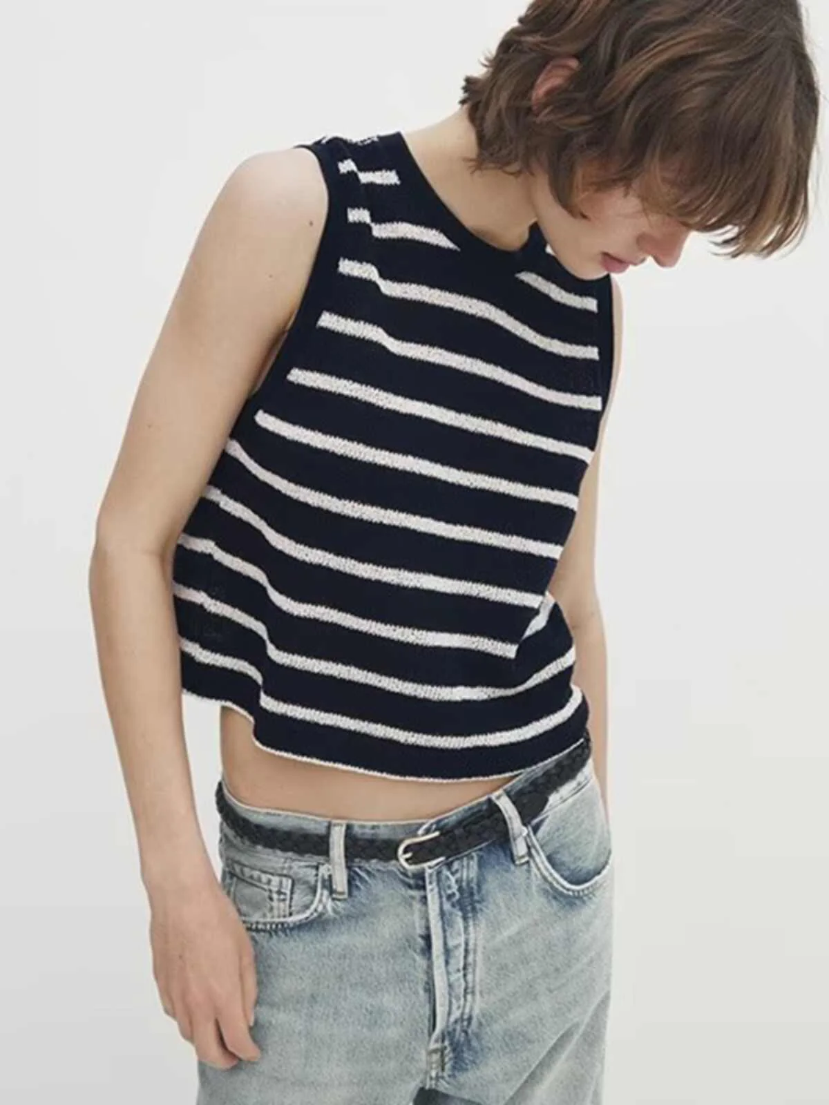 Cotton Striped Crop Top - Image 2