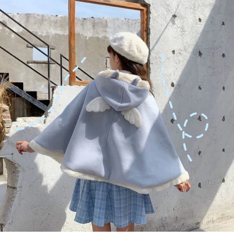 Cozy Blue Winter Poncho - Image 2