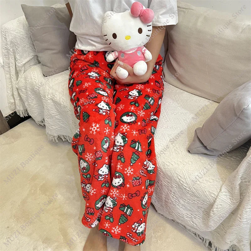 Cozy Holiday Kawaii Kitten Pajama Pants - Image 2