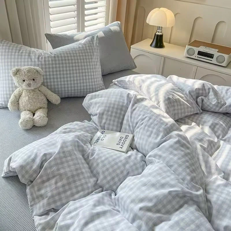 Cozy Pink Plaid Bedding Set - Image 17