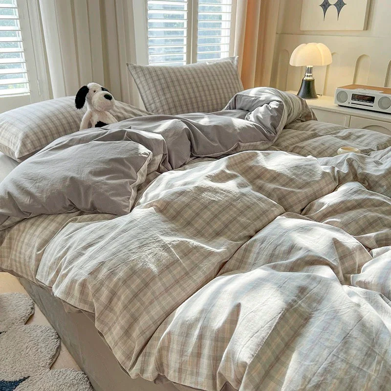 Cozy Pink Plaid Bedding Set - Image 13