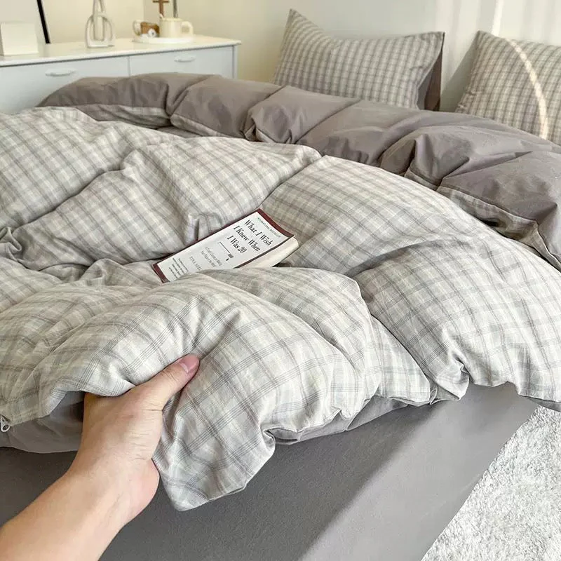 Cozy Pink Plaid Bedding Set - Image 15