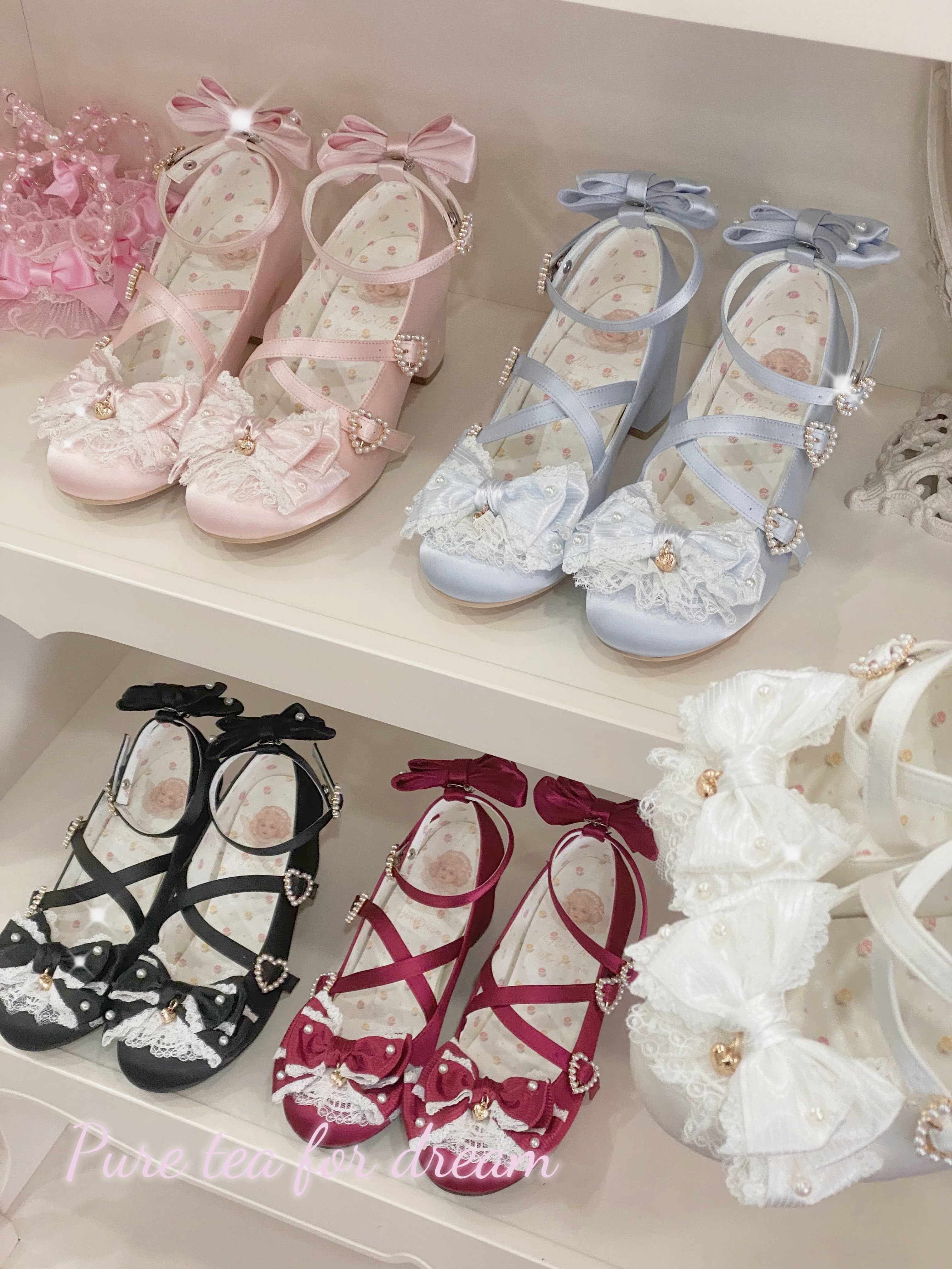 Cream Bows Lace Shoes - Image 10