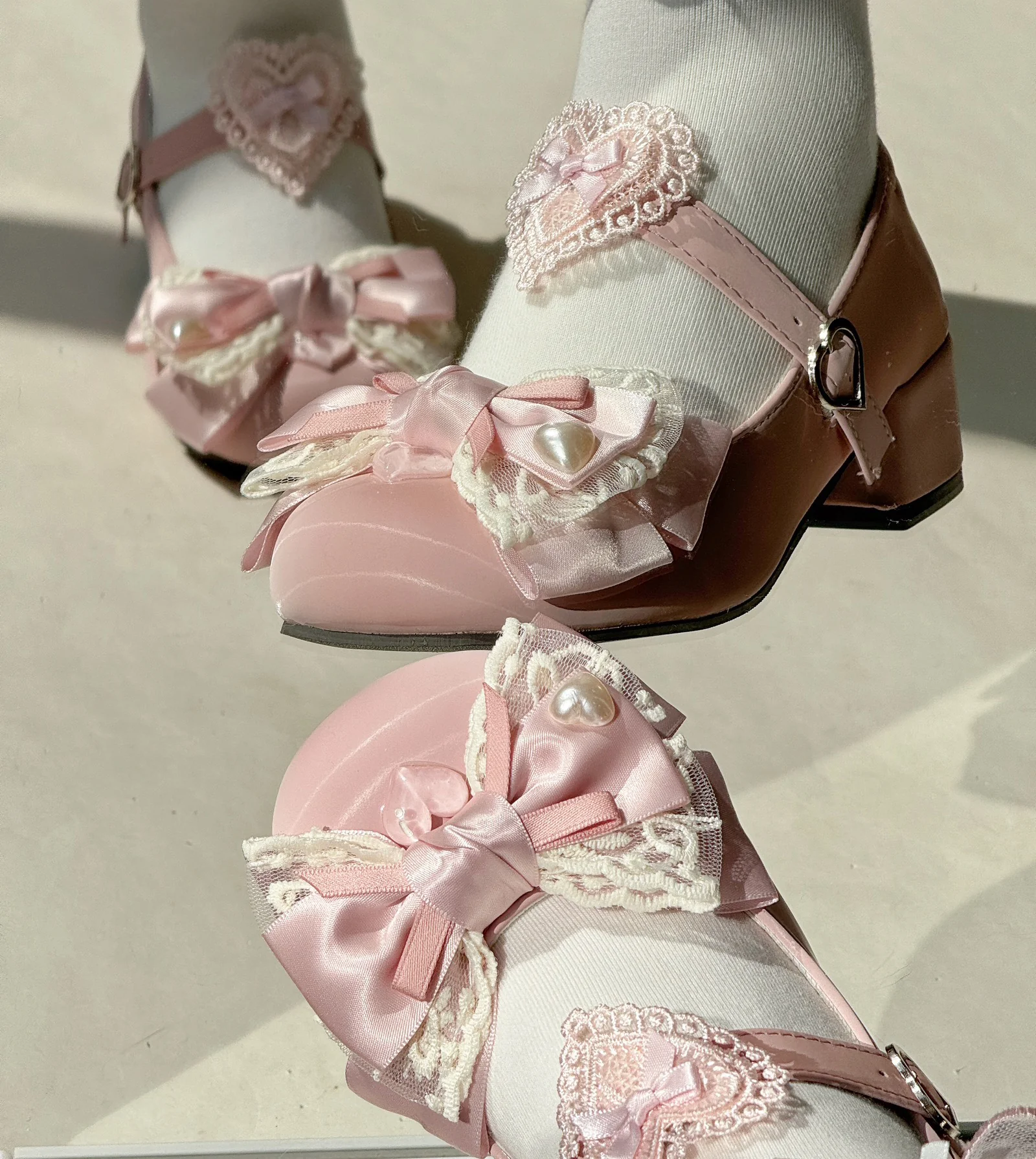 Cream Sweetheart Cat Eyelid Lolita Shoes - Image 11