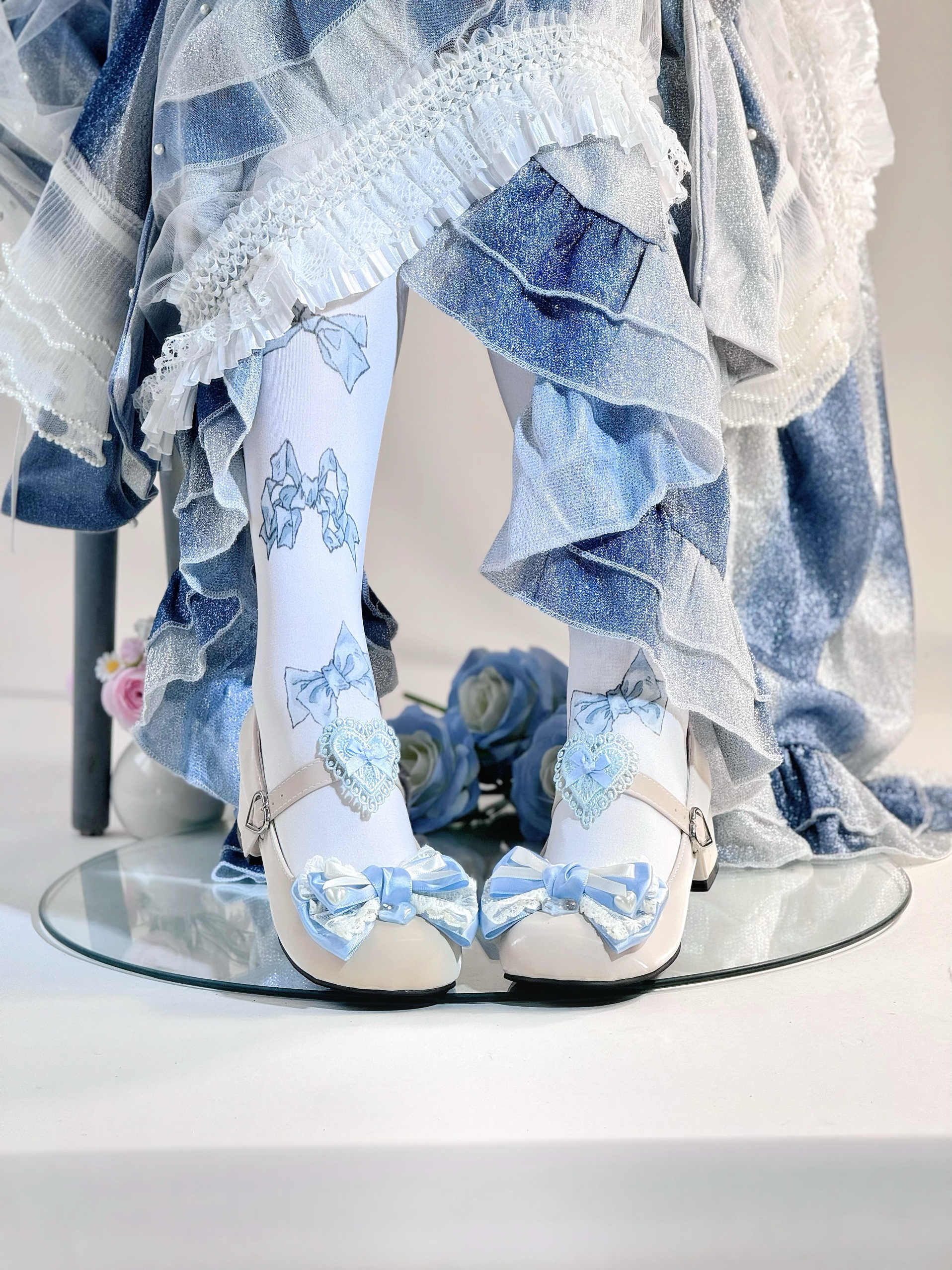 Cream Sweetheart Cat Eyelid Lolita Shoes - Image 9