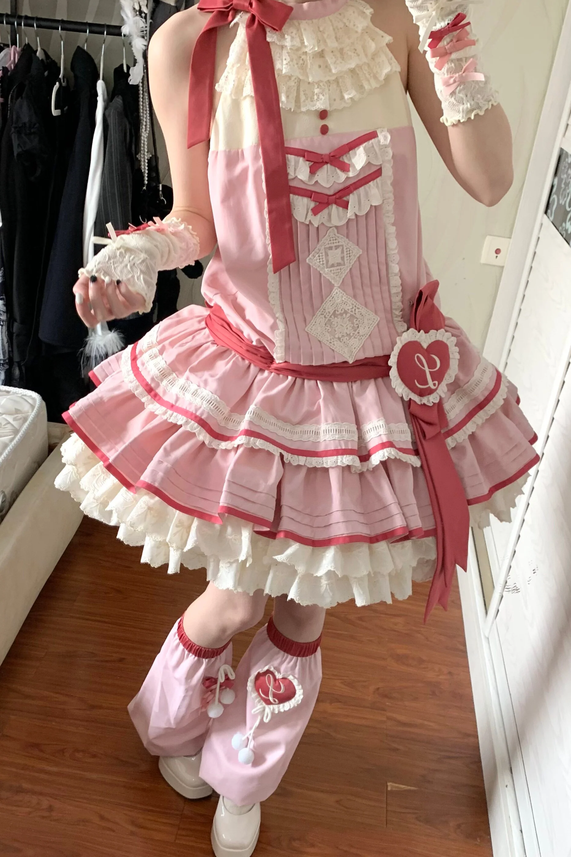 Scarlet Heartbeat Sleeveless Dress + Sleeves + Headband + Leg Warmers - Image 15
