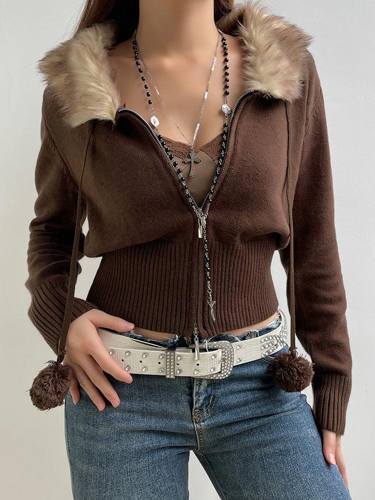 Cropped Design Zip-Up Cardigan - Image 6