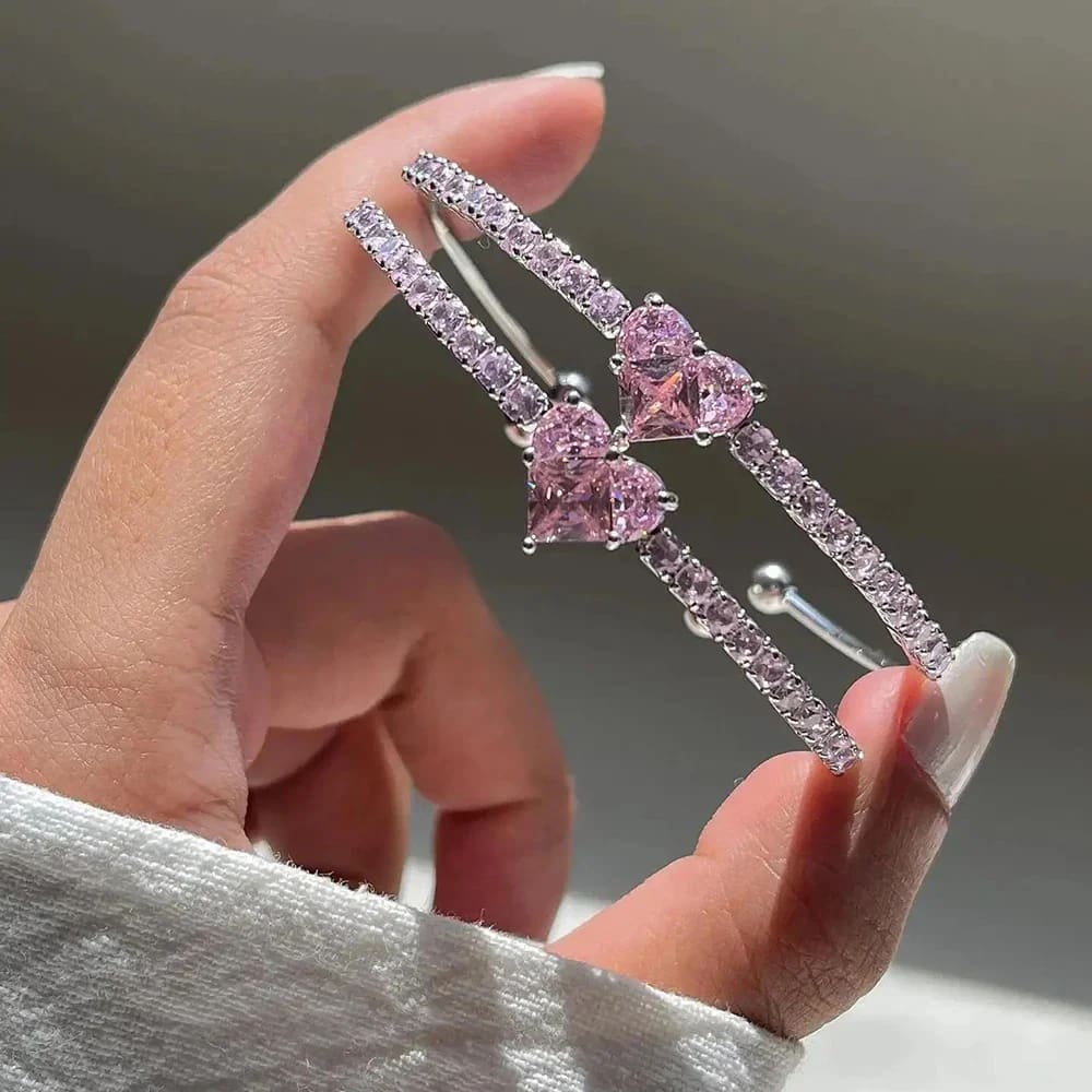 Crystal Heart Lovecore Bangle Bracelet