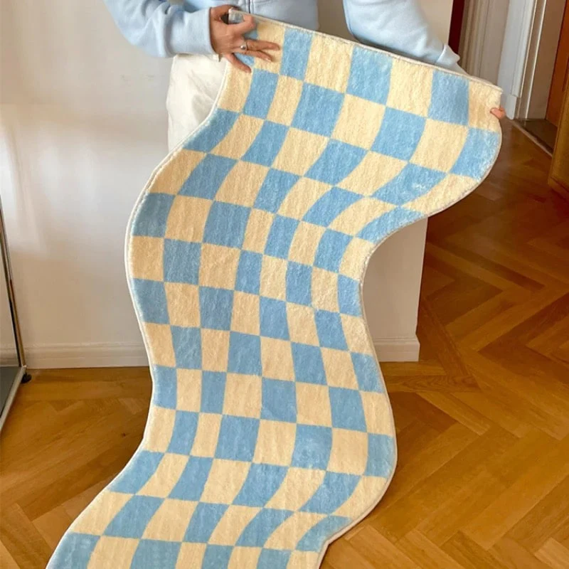 Curvy Edge Pastel Checker Rug - Image 4
