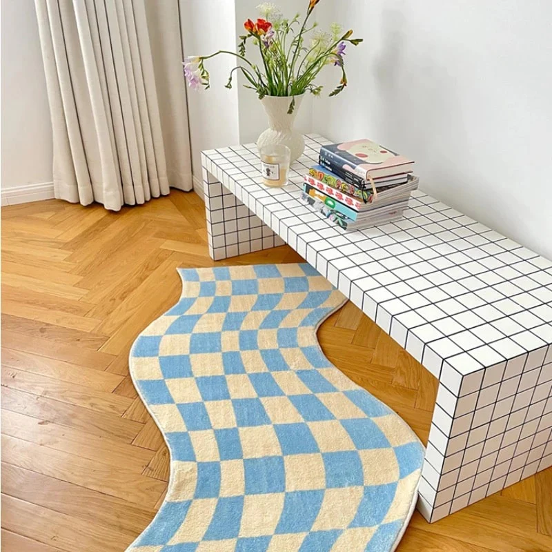 Curvy Edge Pastel Checker Rug - Image 6