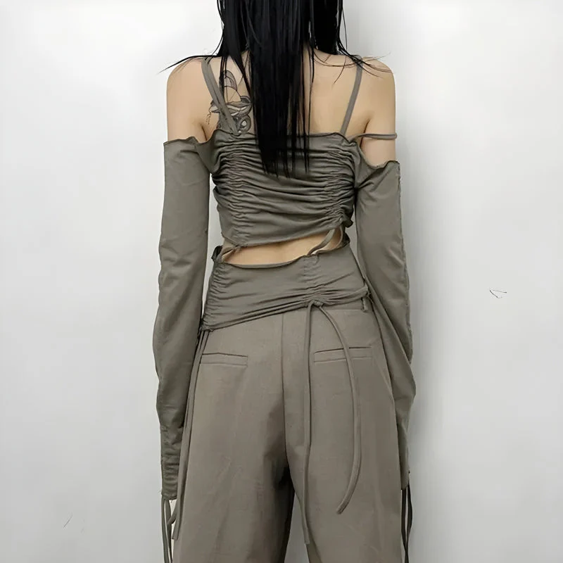 Cut-Out Ruched Long Sleeve Top - Image 4