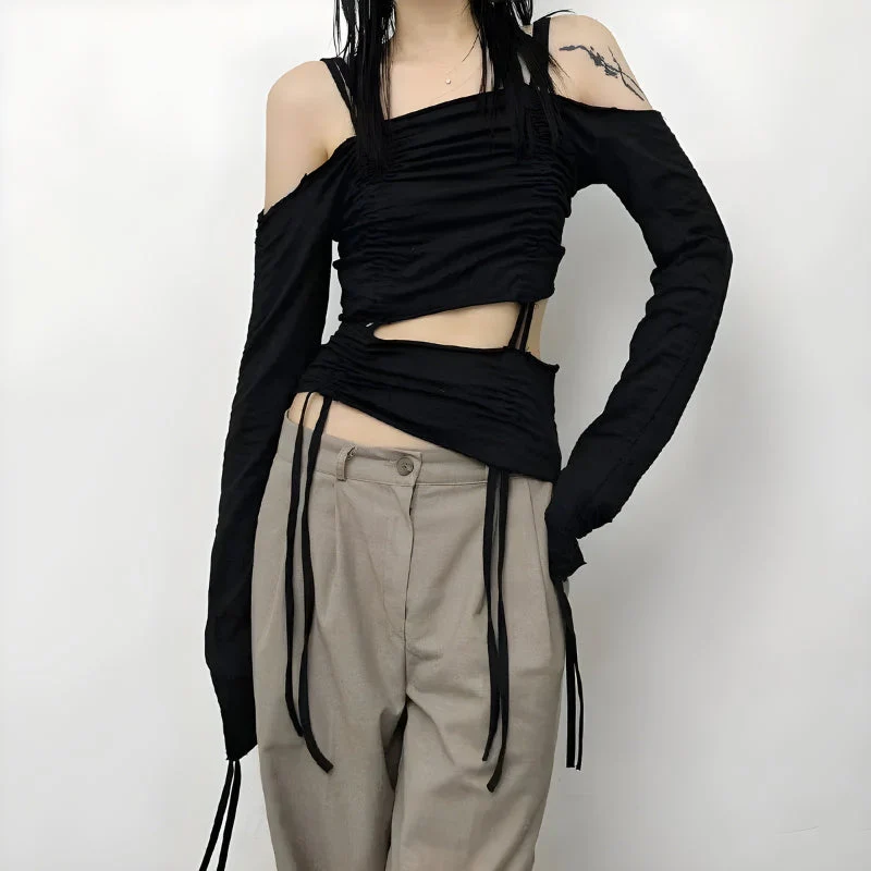 Cut-Out Ruched Long Sleeve Top - Image 5