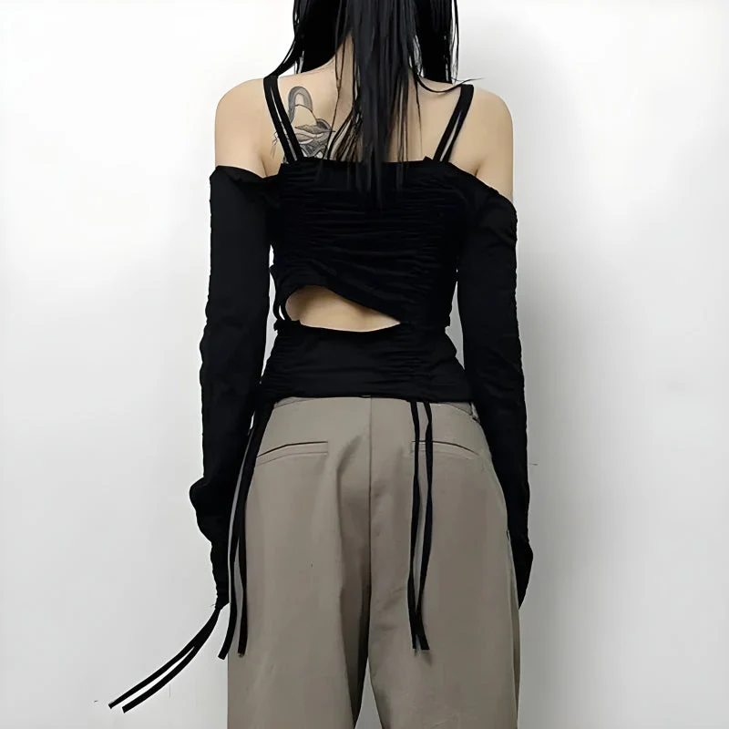 Cut-Out Ruched Long Sleeve Top - Image 6