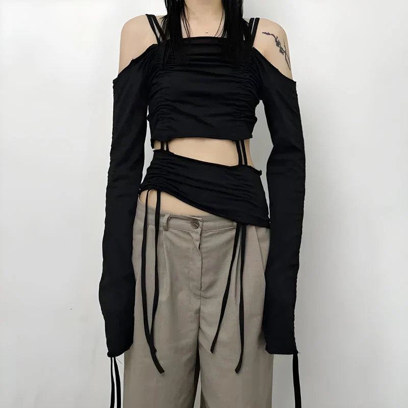 Cut-Out Ruched Long Sleeve Top - Image 7