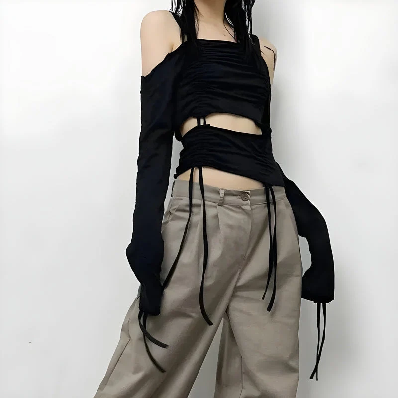 Cut-Out Ruched Long Sleeve Top - Image 8