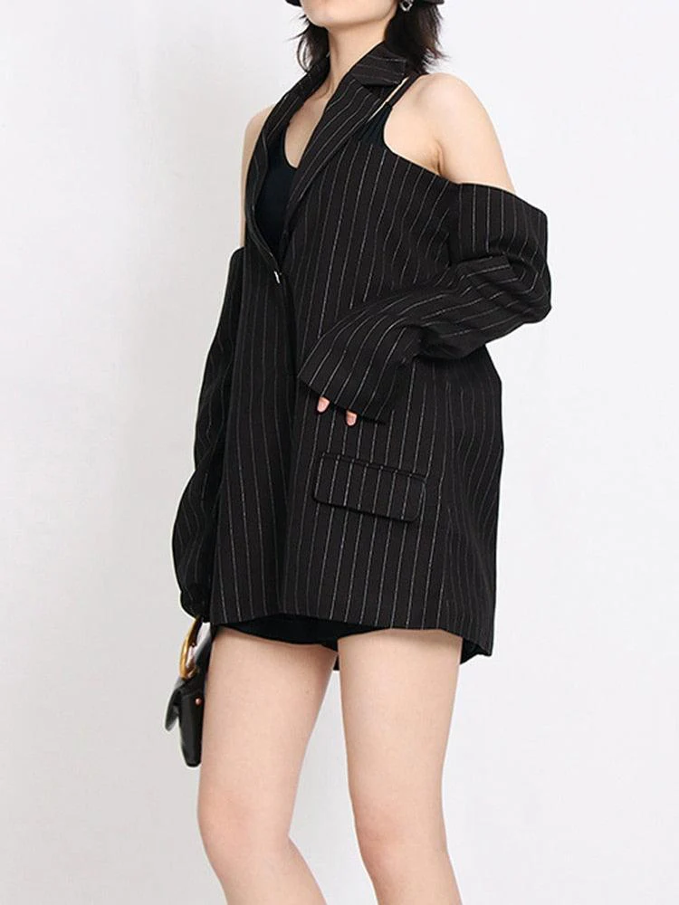 Cut-Out Striped Blazer - Image 3