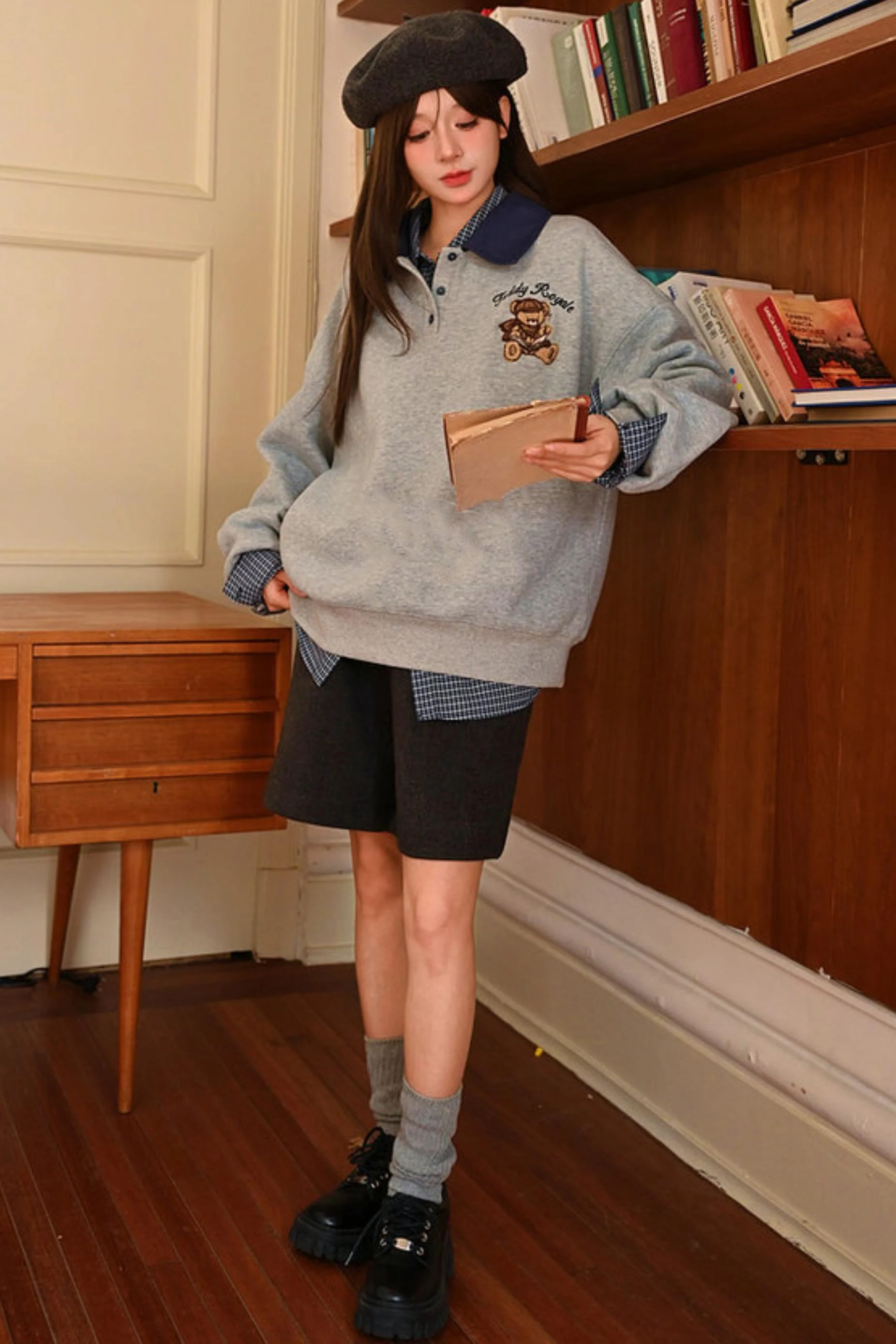 Cute Bear Embroidered Sweatshirt - Image 10