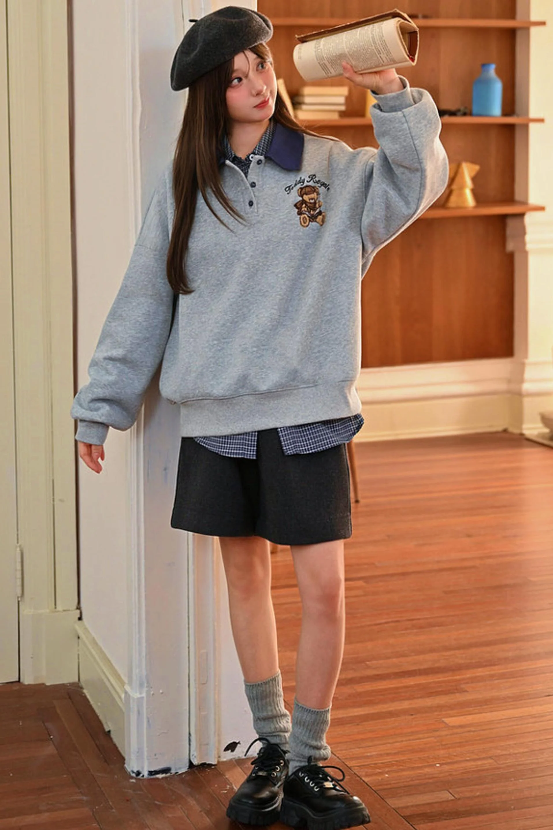Cute Bear Embroidered Sweatshirt - Image 11