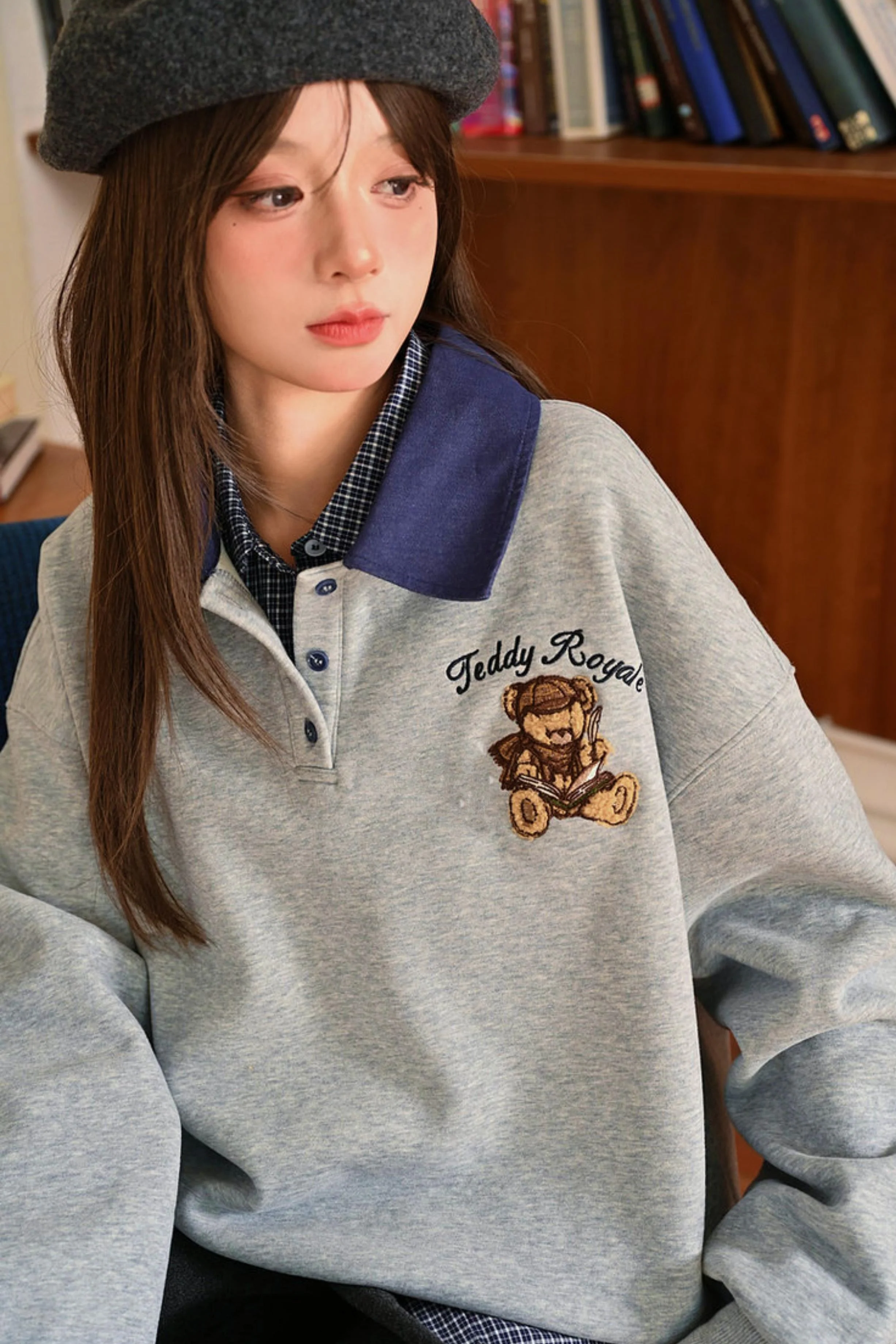 Cute Bear Embroidered Sweatshirt - Image 13